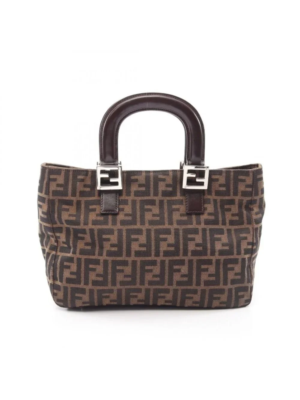 Fendi Handbag Zucca Brown Canvas Leather - Picture 1 of 10